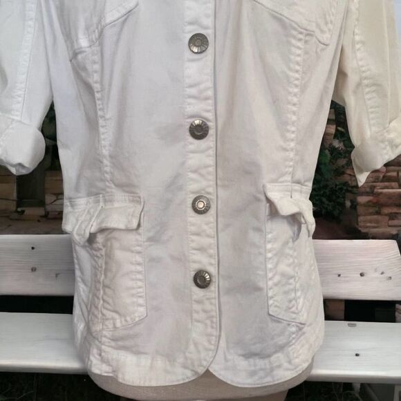 Dress Barn, Large, Elbow Sleeve Top or Lightweight Coat, Silver Accents & Snaps - Picture 2 of 8